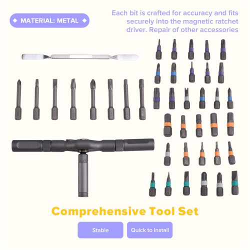 Magnetic Ratchet Screwdriver Set, Precision Bits, Non-Slip Handle, Repair Tool Kit for Electronics Car 2