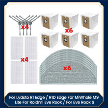 Hepa Filter Mop Side Brush for Lydsto R1 /R1D /MiWhole M9 Lite/ Eve Rook/ Eve Rook S Vacuum Cleaner Parts