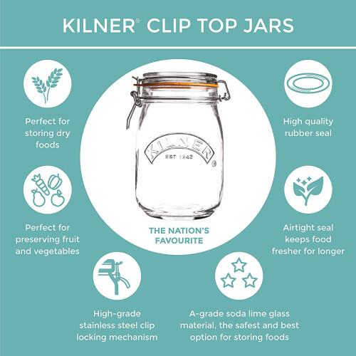 Kilner Kilner 6pcs Clip Top Round 1.5L Glass Jar Jam Coffee Storage Holder Kitchenware 2