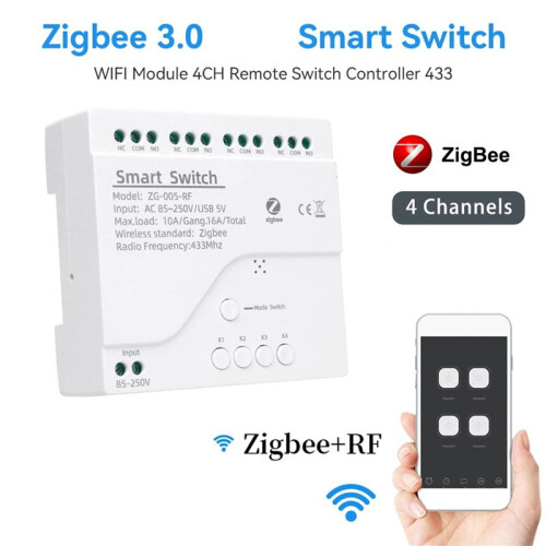 3X 4 Channels Tuya ZigBee   Module RF433  Home Automation DIY Breaker Wireless Relay Voice Control