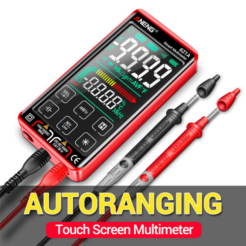 ANENG 621A Touch Screen Intelligent Digital Multimeter 9999 Counts Auto Range Rechargeable NCV Universal Meter Ammeter(Red) 2