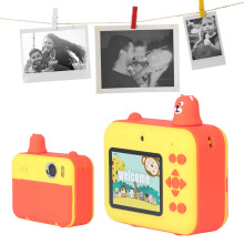 Kids Printing Camera 2.4in LCD Dual Lens HD 1080P, Yellow