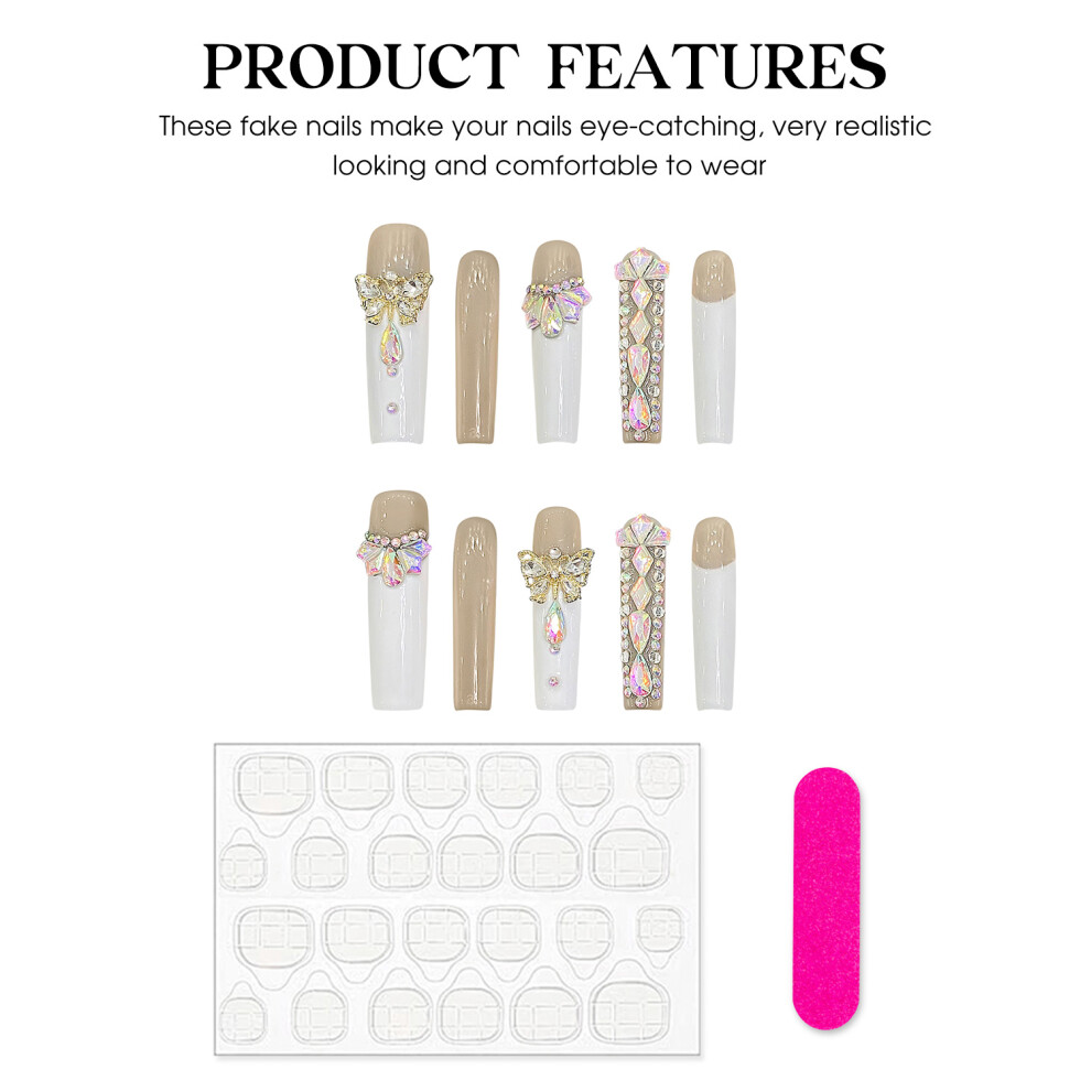 Roc-Electron White (Xs) Nude False Nails With Tips - 50Pcs