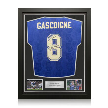 Paul Gascoigne Signed Rangers 1996-97 Home Football Shirt. Standard Frame