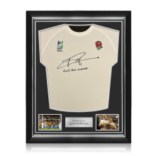 Jonny Wilkinson Signed Commemorative Champions '03 England Rugby Shirt: RWC 2003 Winner Inscription. Superior Frame