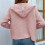 Dunkelpinker Kabelstrick-Kapuzenpullover mit offenem Vorderteil - Gr. S 1