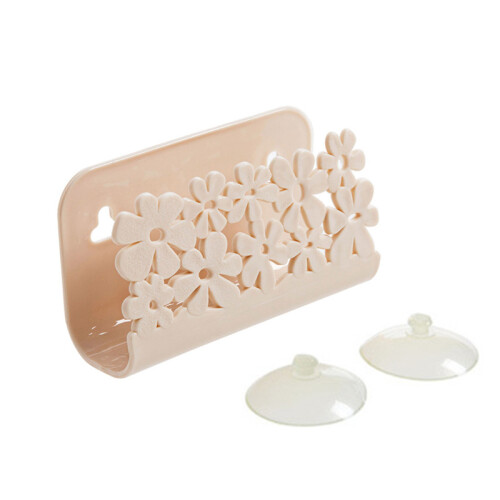 (Apricot) Kitchen Sink Sponge Soap Holder with Suction Cup
