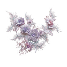 (Purple) Floral Lace Fabric Patch DIY Craft Supply