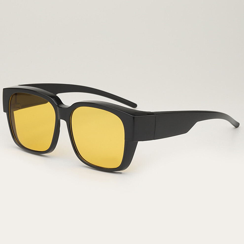 Roc-Electron (Black Frame Yellow Film) Lightweight Fit-Over Sunglasses For Men & Women