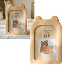Ins Cute Cartoon 7 Inch Beige Bear Photo Frame for Desk or Wall Decor