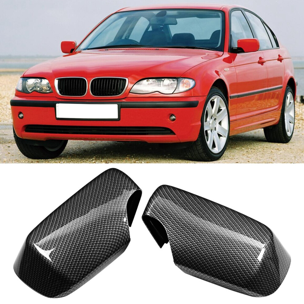 Carbon Fiber Style Mirror Covers For E46 1998-2005, Easy Fit 8491389443854