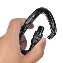 D-Form Alu-Karabiner mit Verriegelungshaken 28 kN 11 x 7,5 cm Blau