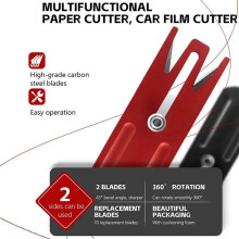 Multifunctional Film Cutting Knife Wrapping Paper Cutter Safety Paper Cutting Tool for Window Tint Car Wrap Red