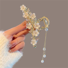 (1) Shark Hair Clip for Women, Floral Bun Grip