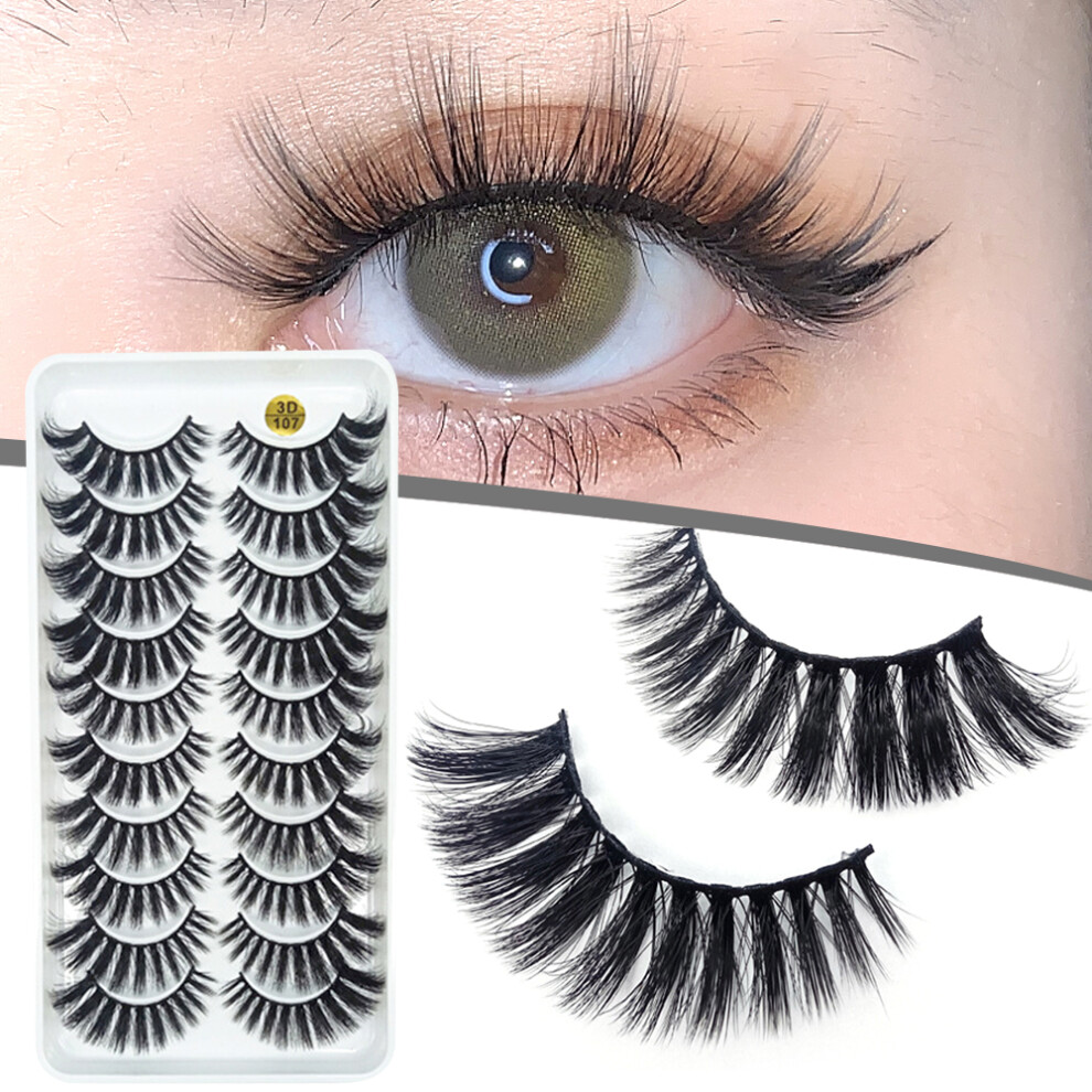Hue-Grain 3D Fluffy Eyelashes, 10 Pairs Natural Lashes