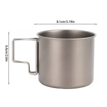 (8cm Cup) Titanium Camping Cup Foldable Handle