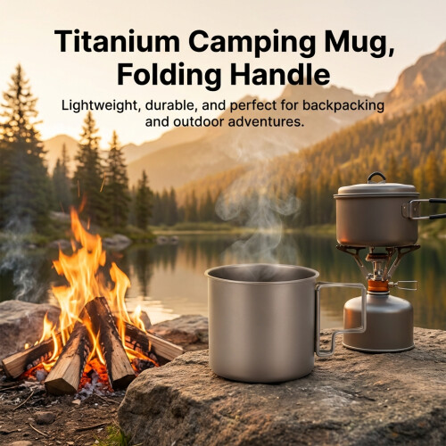 (8cm Cup) Titanium Camping Cup Foldable Handle 2