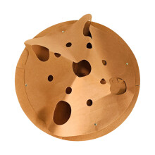 (90cm 90cm, Round Red Brown) Interactive Cat Play Mat with Tunnel & Maze - Durable Pet Game