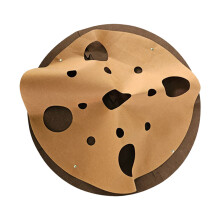 (90cm 90cm, Round Mixed Dark Brown) Interactive Cat Play Mat with Tunnel & Maze - Durable Pet Game