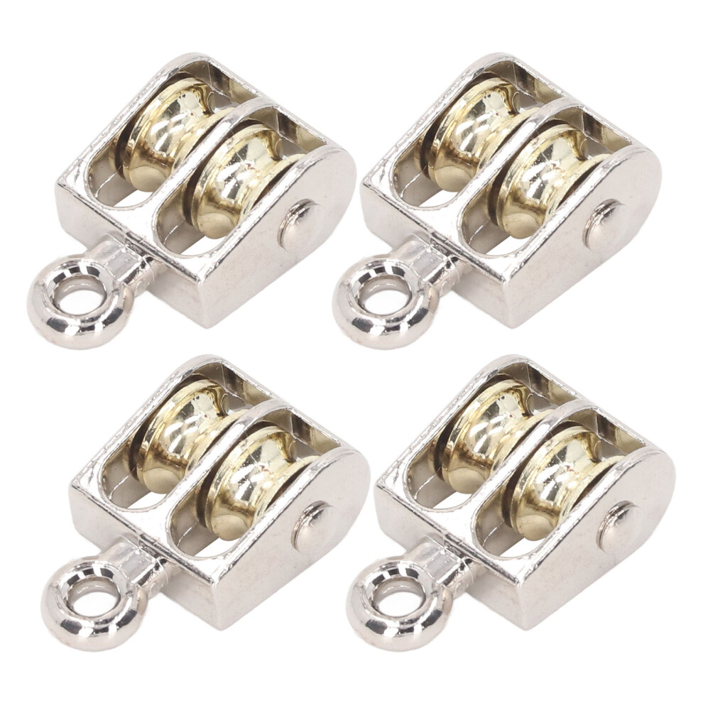 4Pcs Crane Double Pulley Block 100Kg Zinc Alloy Dual Roller For Lifting 9441389449522