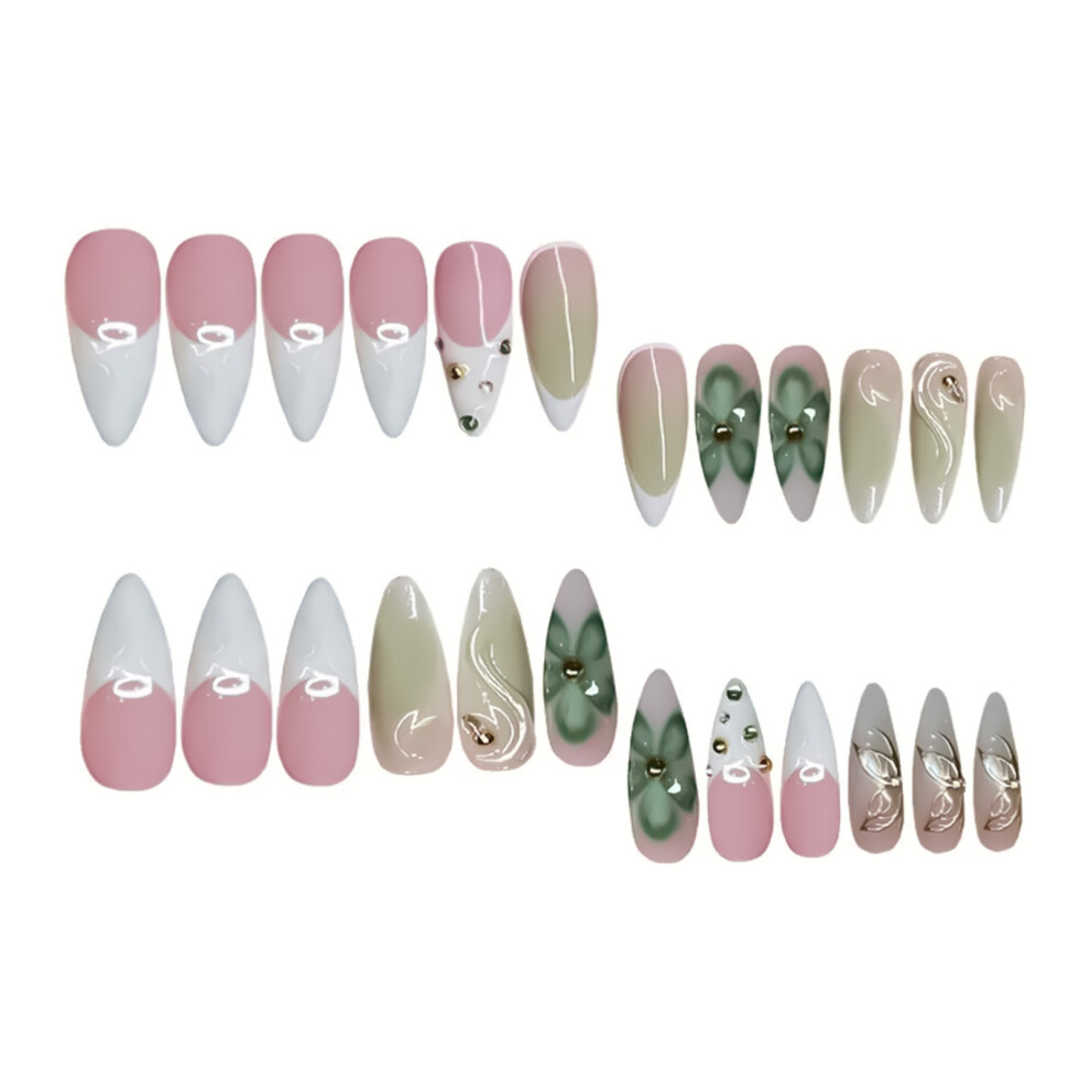 Creation-3C Flower Printed Reusable False Nails For Daily & Party Wear
