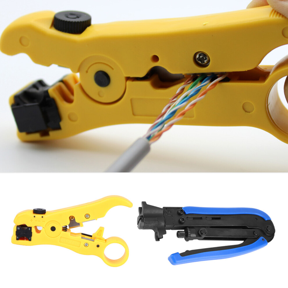 Professional 2Pcs Coax Cable Crimper & Stripper Set For Coaxial Wiring 4931389451052