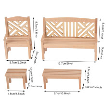 1:12 Scale Wooden Dollhouse Furniture Set with Table, Chairs & Stool