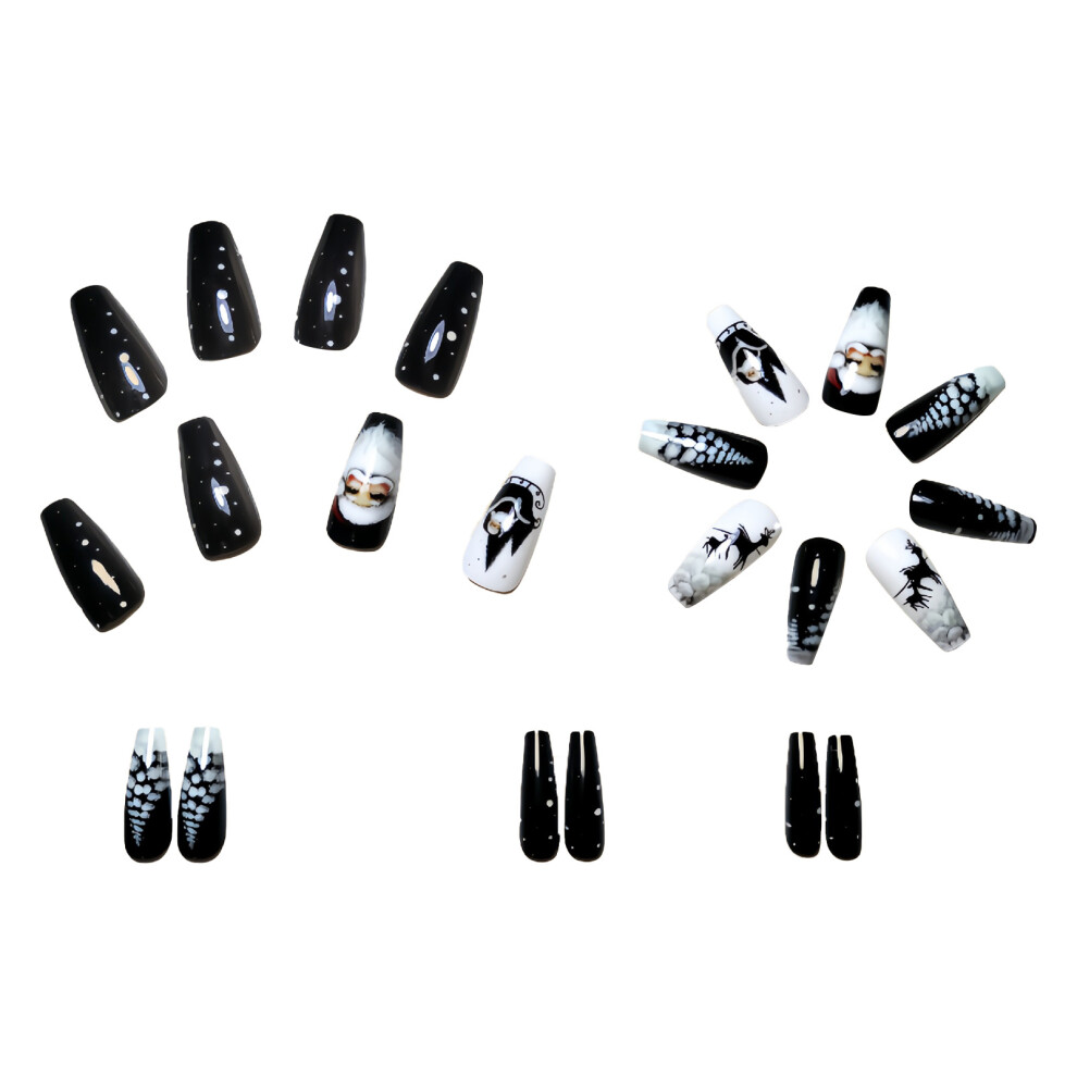 Hue-Grain 24Pcs Christmas Press On Nails Santa Snowflake Design