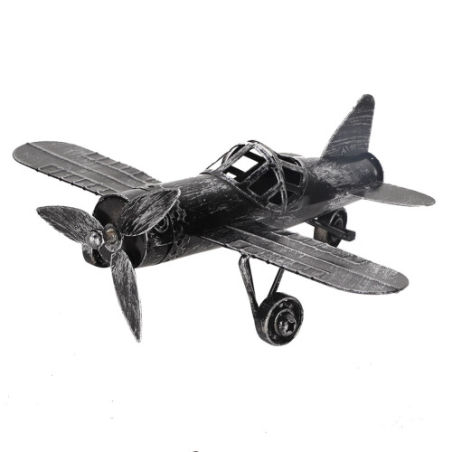 Vintage Eisen-Doppeldeckerflugzeug - Schwarz, 22,5  18 cm 1