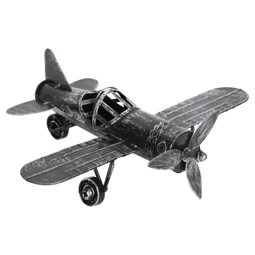 Vintage Eisen-Doppeldeckerflugzeug - Schwarz, 22,5  18 cm 2