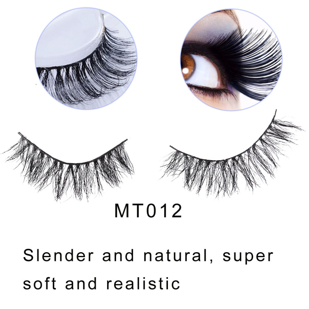 Black Natural Horse Hair False Eyelashes Volume Soft Extension Mt012, 1 Pair