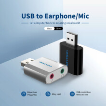 VENTION USB-Soundkarte 2-Port 4x2.8x1.1 cm Schwarz