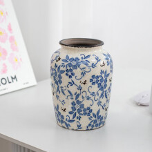 (B) Farmhouse Blue Floral Ceramic Vase - 50 Char