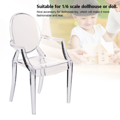 Dollhouse Accessory Clear Plastic Armchair 1/6