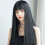 (Black) 28\" Straight Synthetic Wig with Bangs 1