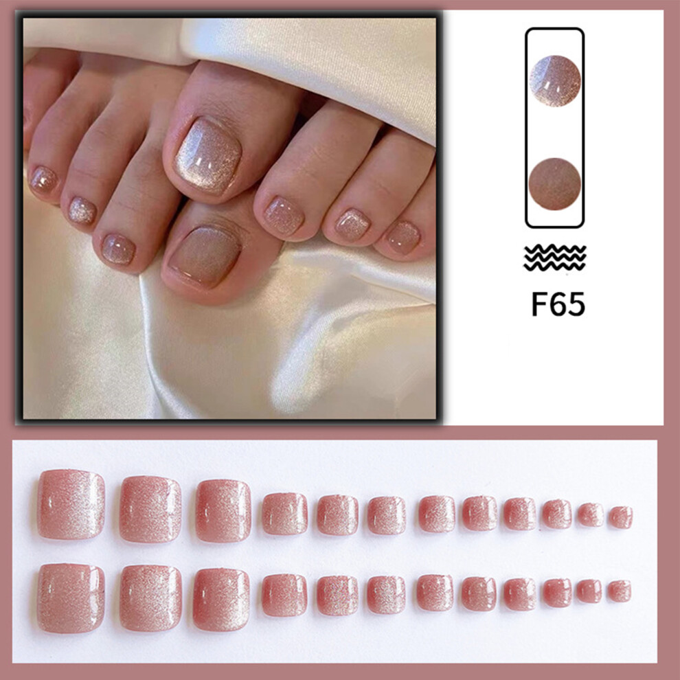 Creation-3C (Jelly Glue Model) Short Press-On Nails With Crystal Cat Eyes Design