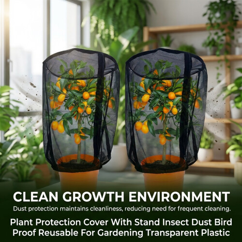 (2pc Small With Frame) Reusable Plant Cover - Insect & Bird Proof