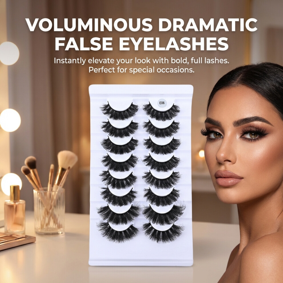 Hue-Grain 8 Pairs D-Curl False Eyelashes For Party/Wedding