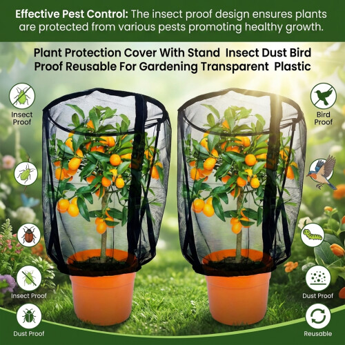 (2pc Small With Frame) Reusable Plant Cover - Insect & Bird Proof 2