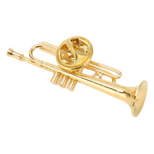 Gold Brass Miniature Trumpet Lapel Brooch Pin | 1.7 Inch Jewelry