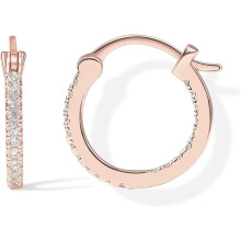 (20 Millimeters, Rose Gold) KOUYI 14K Gold Plated 925 Sterling Silver Post Cubic Zirconia Hoop Earrings 30/15mm