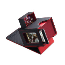 Deck Box for MTG Commander Black Red with Dice Tray, 100 Double Sleeved Capacity, Magnetic Closure