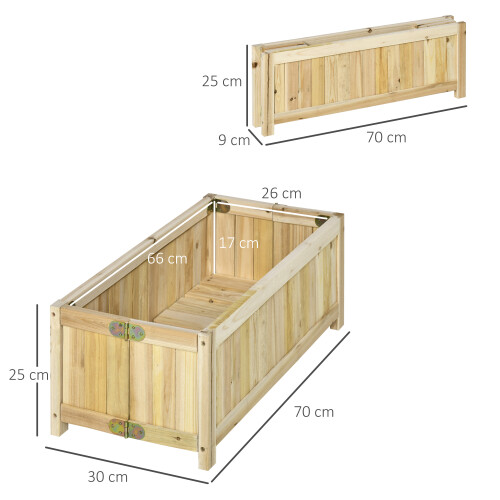 Outsunny Jardinera Marrón 70 x 30 x 25 cm 2