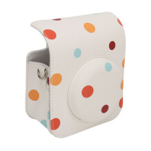 Borsa per fotocamera istantanea per Instax Mini 12, design a pois in PU, tracolla regolabile