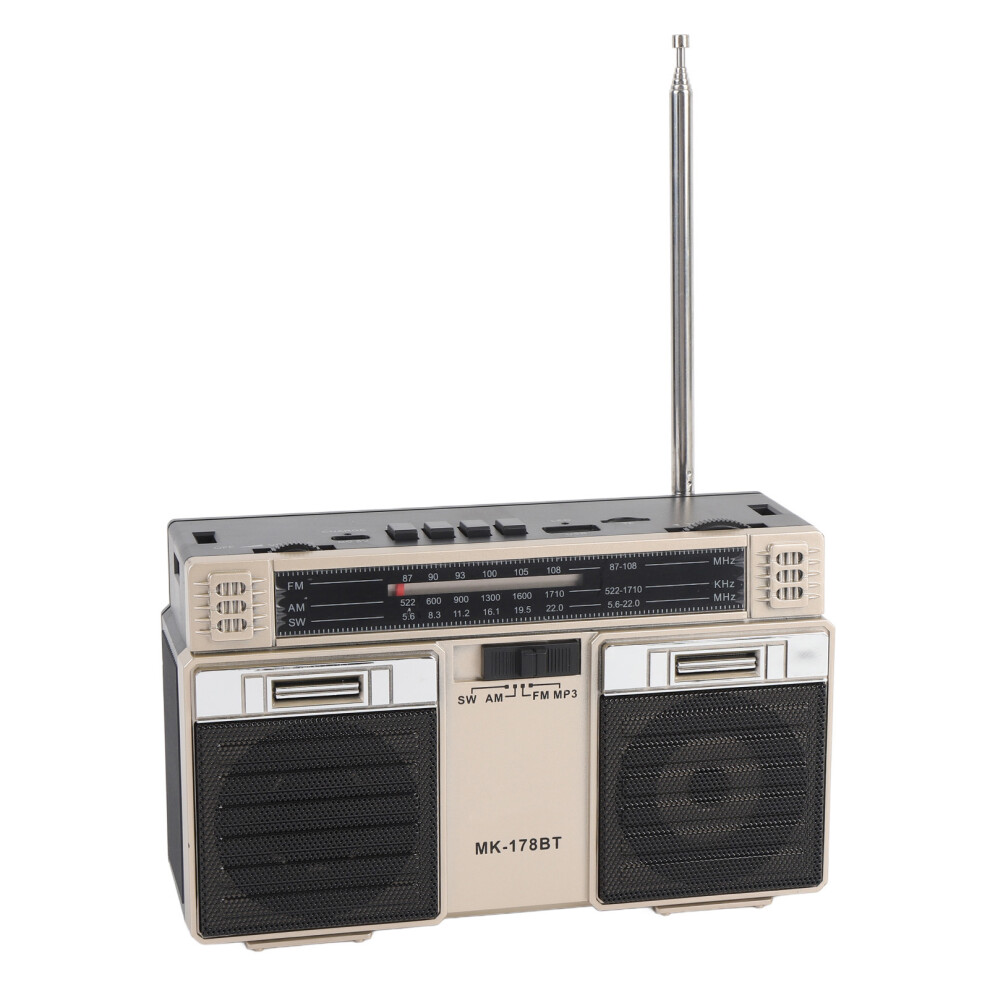 Portable Am/Fm/Sw Radio With Bluetooth, 1200Mah Battery, Gold 7891389459663