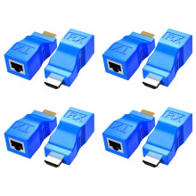 Extensor De 8 Paquetes, Repetidor Convertidor Una RJ45 Sobre Cat 5E / 6 1080P Extensor Hasta 30M Para HDTV PS4 STB 4K 2K