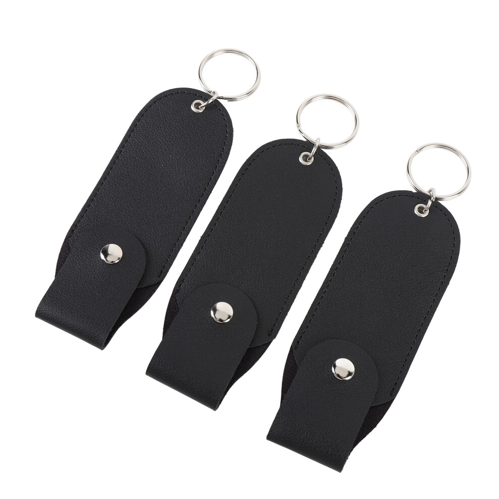 3pcs PU Leather Lipstick Holder Keychain Portable Lip Balm Pouch