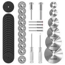 Cutting Wheel Set Compatible with Plastic 44pcs for Rotary Tool, HSS Circular Saw Blades Resin Cutting Discs Silver