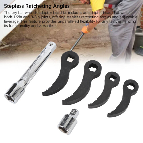 Crowbar Adapter Head Tool Set 1/2in 3/8in Double Square & Extension 2