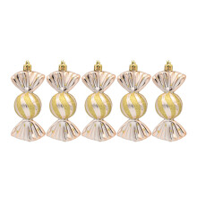 Festive Christmas Hanging Candy Ornaments11x4cm5-Pack Plastic for Home Decor Featuring Champaign Gold Rose Gold Gold Silver Red